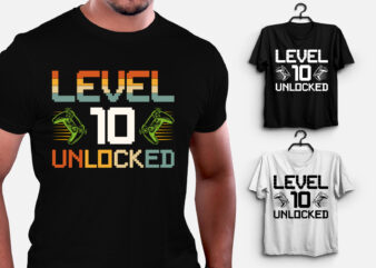 Level 10 Unlocked Gamer Birthday T-Shirt Design