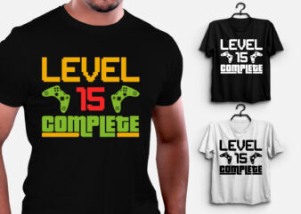 Level 15 Complete Gamer Anniversary T-Shirt Design