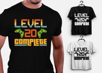 Level 20 Complete Gamer Anniversary T-Shirt Design