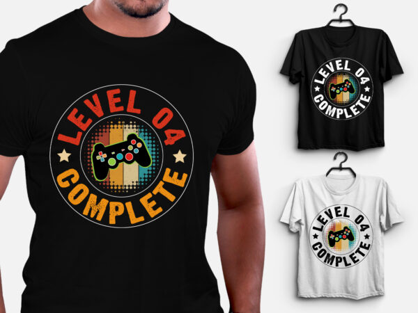 Level 4 complete gamer anniversary t-shirt design