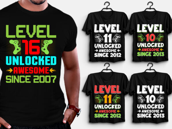 Level unlocked birthday t-shirt design
