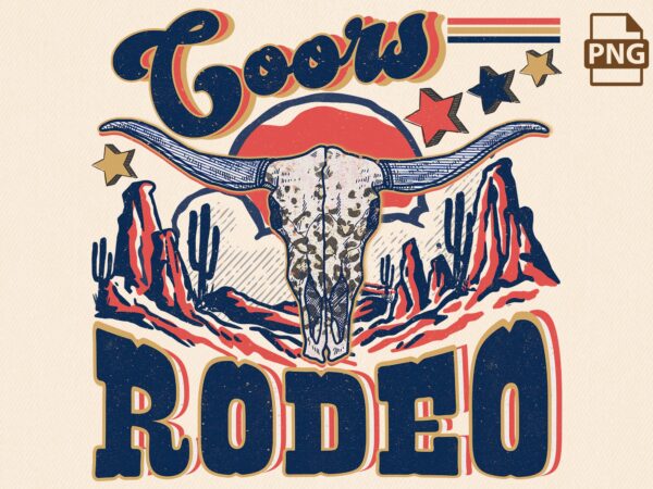Western png coors and rodeo png t shirt design for sale