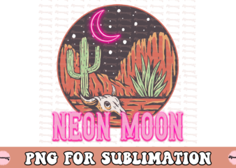 Neon Moon Tshirt Design PNG