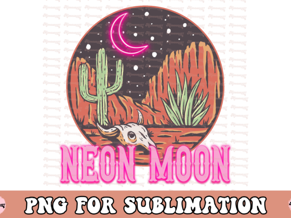 Neon moon tshirt design png