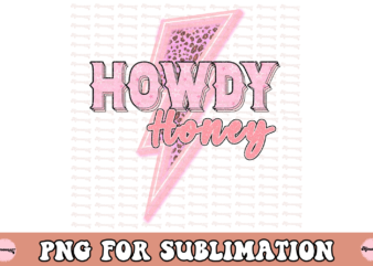 Howdy Honey cow print neon lightning bolt PNG