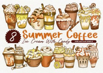 Summer Coffee Ice Cream with Candy Sublimation PNG Bundle, UNIVERSTOCK