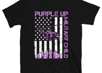 Military Child Shirt Purple Up American Flag Helicopter Kids T-Shirt PC