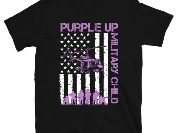 Military child shirt purple up american flag helicopter kids t-shirt pc