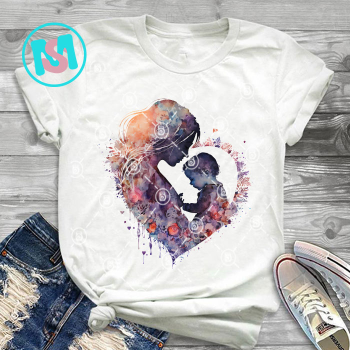 Beautiful Mother and Child Heart PNG, Happy Mother's Day, Mom