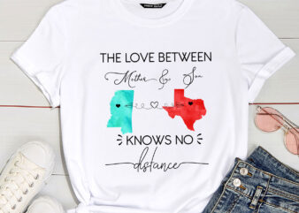 Mother Son Long Distance State, All States, Hearts Over Cities, Mother Son Gift, Gift from Son, Gift from Mom T-Shirt