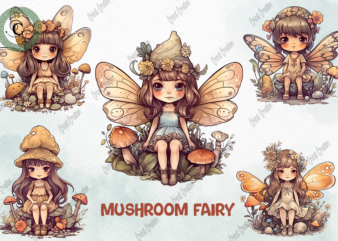 Mushroom fairy png watercolor sublimation