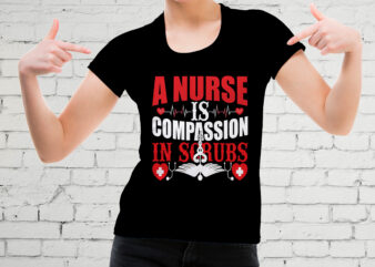 A nurse is compassiom in scrubs t-shirt