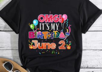OMG It_s My Birthday June 2nd Vintage 2 Happy Kid Vintage T-Shirt