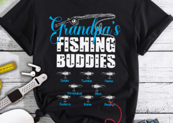 Personalized Grandpa Fishing Shirt, Dad Fishing, Gift For Grandpa with Grandkids Name, Fathers Day, Birthday Fishing Lover t shirt illustration