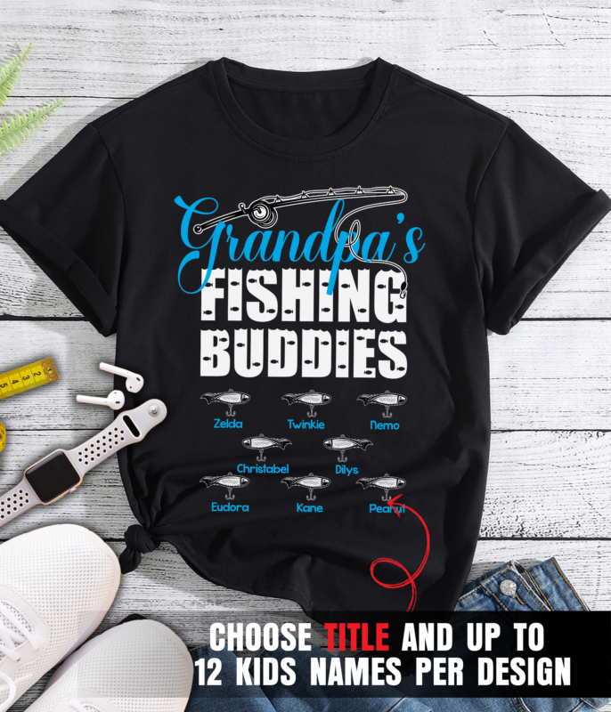 Personalized Grandpa Fishing Shirt, Dad Fishing, Gift For Grandpa with Grandkids Name, Fathers ...