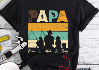 Personalized Papa Gift, Father_s Day Gift From Grandkids, Grandpa Daddy Dad Png, Fishing Dad Gift Digital PNG File mnd7 t shirt illustration