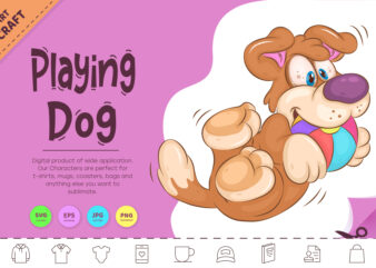 Playing Cartoon Dog. Clipart. t shirt illustration