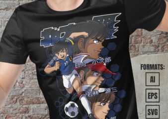 Premium Captain Tsubasa Vector T-shirt Design Template