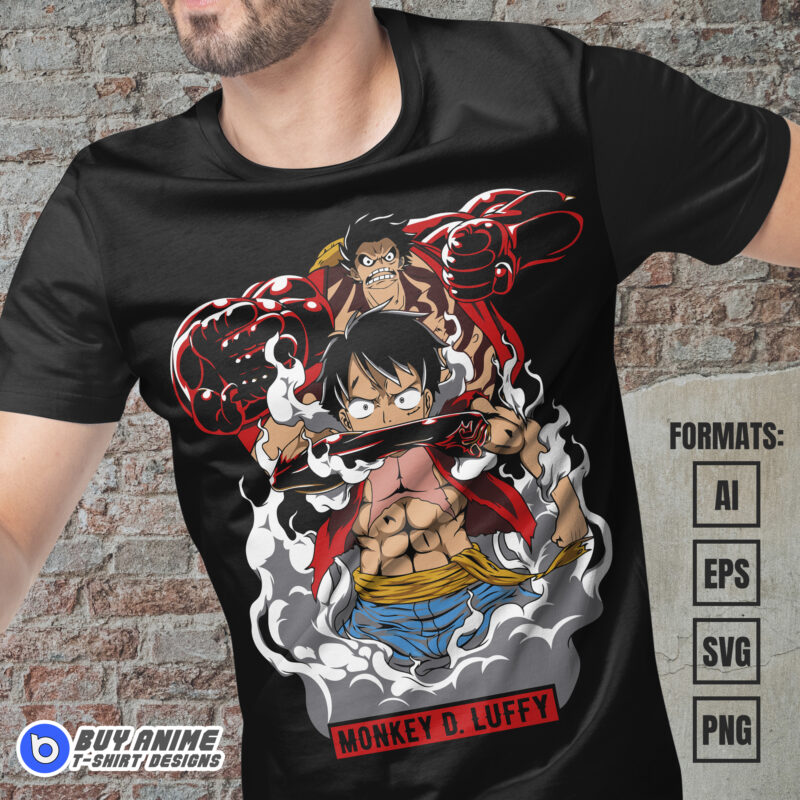 Premium Luffy Gear 4 One Piece Vector T-shirt Design Template #2 - Buy ...