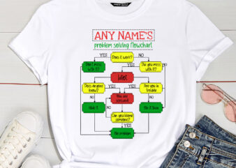 Problem Solving Flowchart Personalised Funny Gift for Men Women Colleagues – Add Name Text, Work Mug Gift PC t shirt illustration
