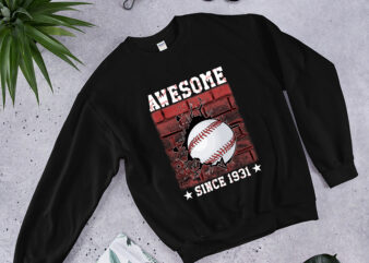 RD 91st Birthday Awesome Since 1931 91 Years Old Baseball t shirt design online