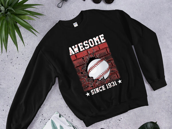 Rd 91st birthday awesome since 1931 91 years old baseball t shirt design online