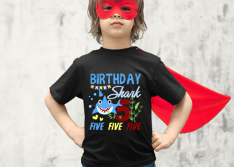 Baby Cute Shark 5th Birthday Boy Girl 5 Years Old T-Shirt