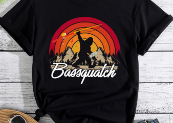 RD Bassquatch Funny Bigfoot Fishing Outdoor Retro T-Shirt Premium Tee