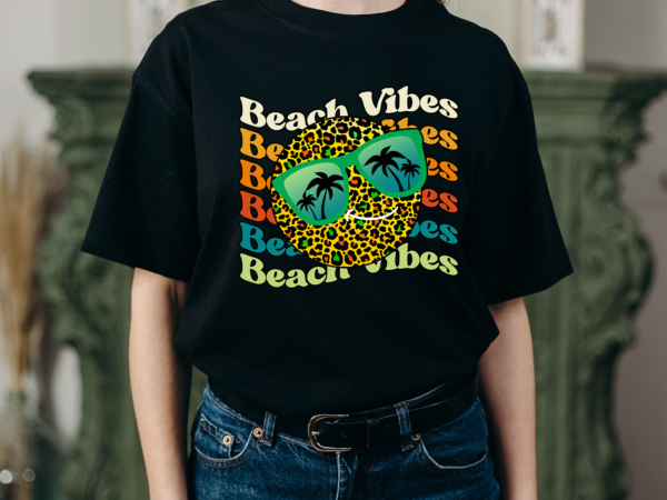 Rd beach vibes smiley face png sublimation design -hippie leopard happy face tshirt design -summer aviator sunglasses palm digital download