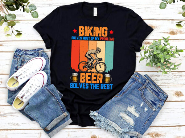 Rd biking solves most of my problems beer biker cycle premium t-shirt