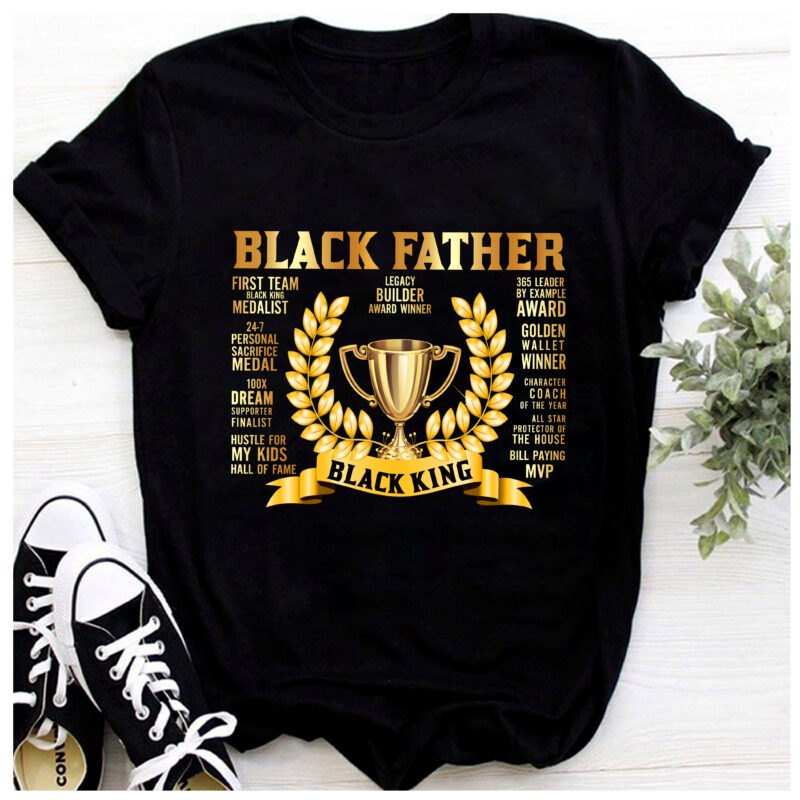 RD Black Fathers Day Gifts for Dad Black Father Black King African American Dad T-Shirt