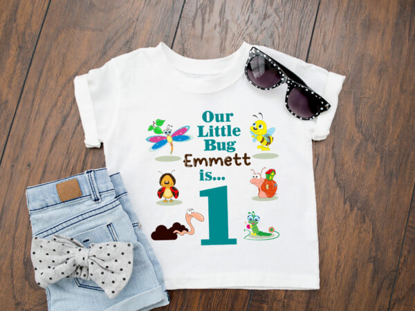 Rd boy_s one year old bug birthday shirt or onesie with name, 1st birthday shirt, personalized bug birthday t shirt design online