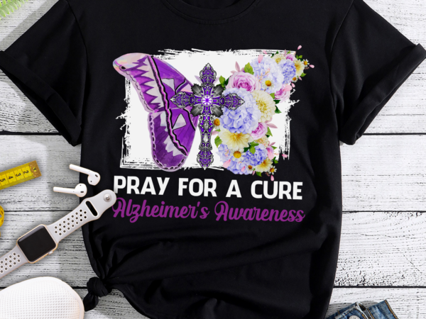 Rd butterfly faith cross alzheimer_s awareness, floral alzheimers day, purple ribbon awareness month gift shirt