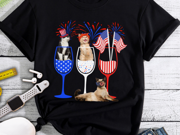 Rd cat 4th of july costume red white blue wine glasses t shirt design online
