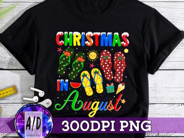 Rd christmas in august flip flops family summer vacation 2022 t-shirt