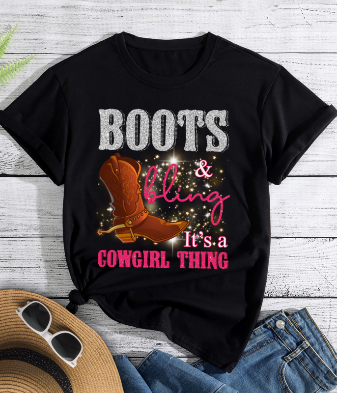 RD Cowgirl Boots Bling Women Cute Western Country T-Shirt