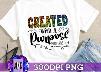 RD Created With A Purpose, PNG Files For Sublimation Printing, Faith Png, Christian Png, Religious Png, Hand Drawn Png