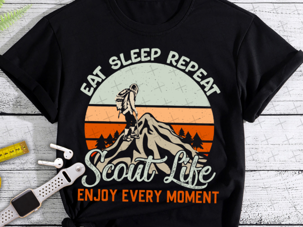 Rd eat sleep scout repeat vintage scouting scout life camping t-shirt