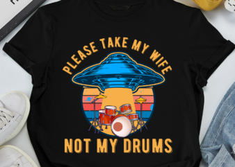 RD Funny Drummer Drumming Drum Kit Percussion I Wife Ufo Aliens T-Shirt
