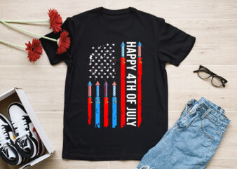 RD Happy 4th Of July American Flag Fireworks Patriotic Outfits T-Shirt