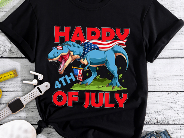 Rd happy 4th of july american flag t rex t shirt design online