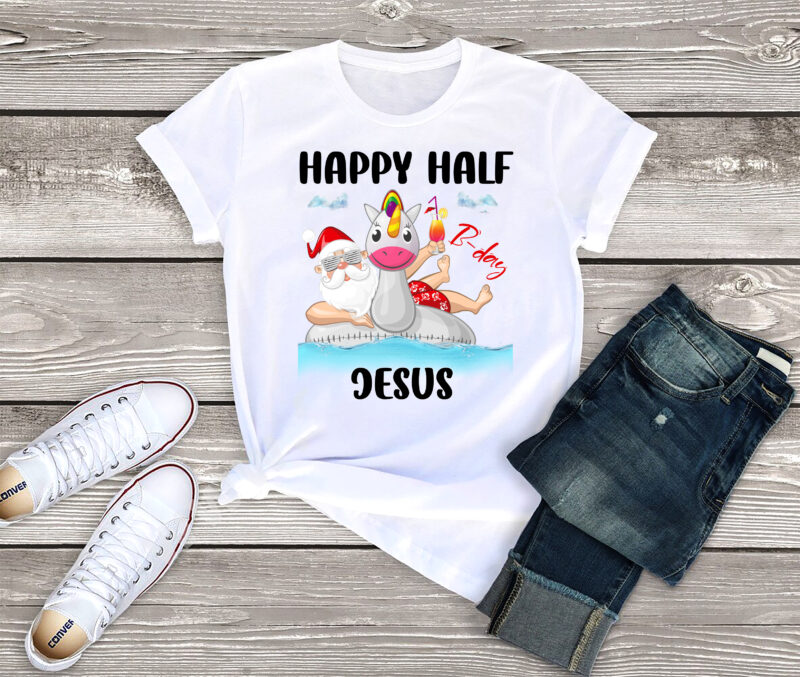 RD Happy Half B-day Jesus Funny Santa Claus Summer 1