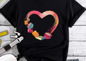 RD Heart with books PNG file for sublimation printing, Sublimation design download, T-shirt design sublimation design, Reading PNG, School PNG