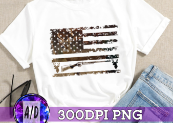 RD Hunting American Flag – Deer Hunting Print On Back T-Shirt