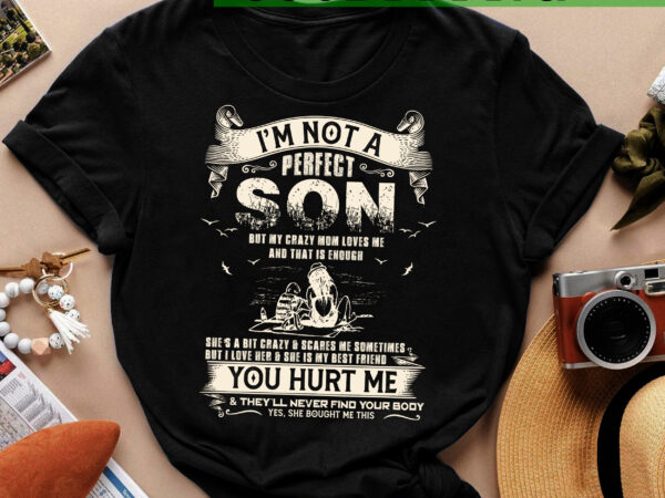 Rd i_m not a perfect son but my crazy mom t-shirt, mom and son, custom shirt, funny saying shirt, gift for son, gift for her, gift for him,