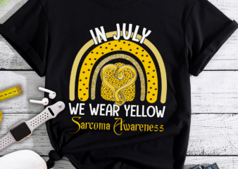 RD In July We Wear Yellow Leopard Rainbow Sarcoma Awareness T-Shirt
