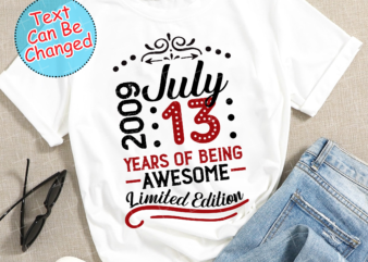 RD July 2009 13 Years Old Gift For Boy Vintage 13th Birthday T-Shirt