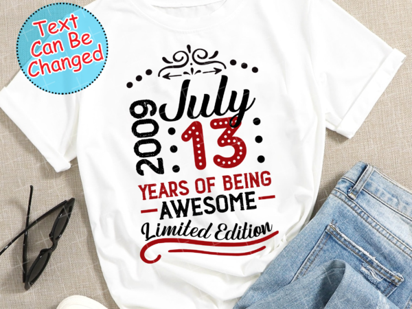 Rd july 2009 13 years old gift for boy vintage 13th birthday t-shirt