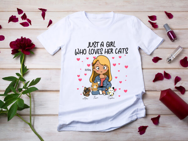 Rd just a girl who loves her cat personalized shirt t shirt design online