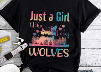 RD Just a Girl Who Loves Wolves Watercolor Wild wolf lover Gift T-Shirt